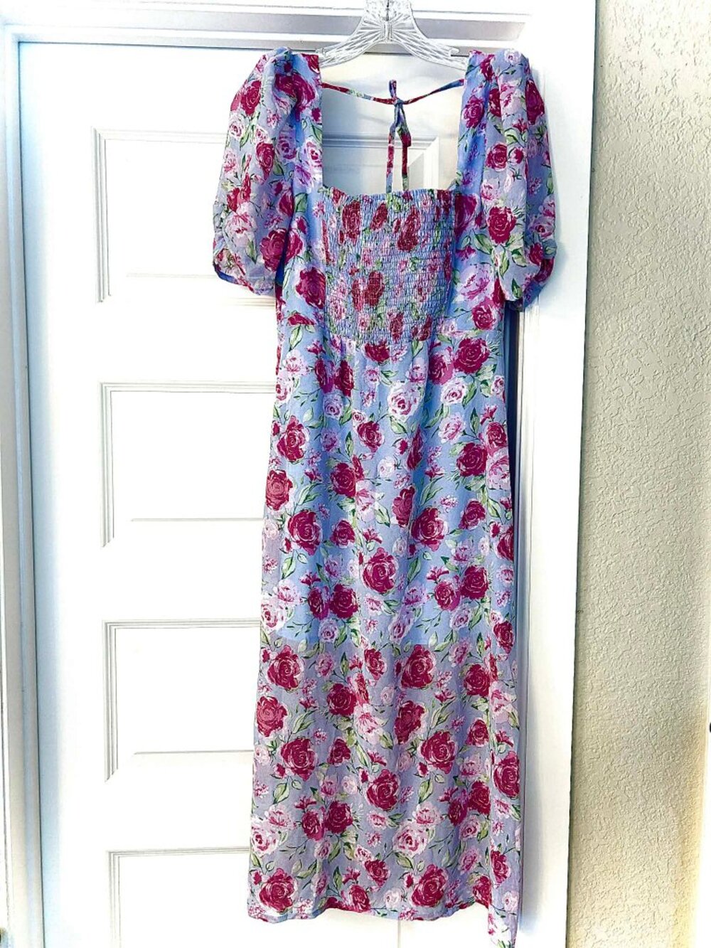 New ASTR The Label Bustier Floral Chiffon Midi Dress Blue Multi M - Picture 8 of 10
